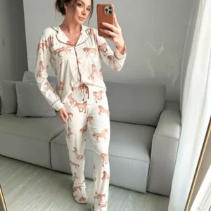 Pijama Feminino Americano Longo Aléxia Cavalos