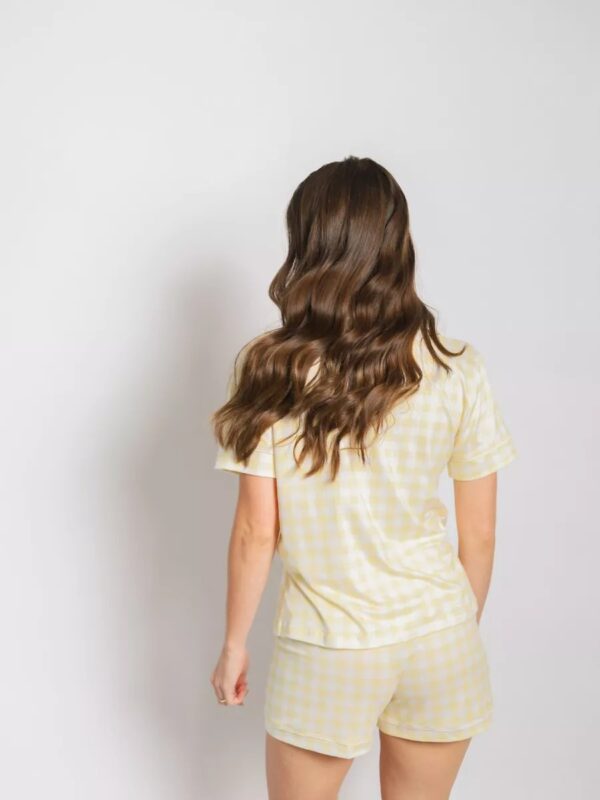 Pijama Feminino Americano Curto Vichy Amarelo - Imagem 5