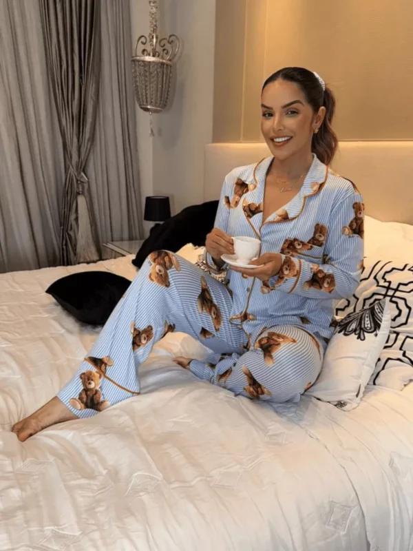 Pijama Feminino Americano Longo Aléxia New Bear Ursos - Imagem 4
