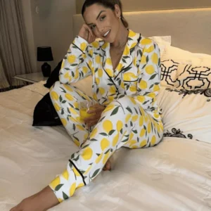 Pijama Feminino Americano Longo Aléxia Limão Siciliano