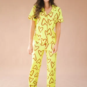 Pijama Feminino Americano Meia Estação Mel Corações