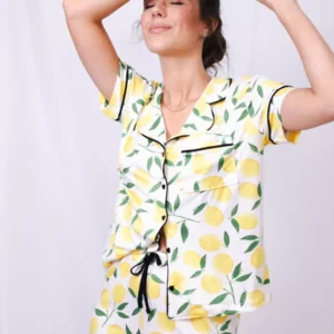 Pijama Feminino Americano Curto Agda Limão Siciliano