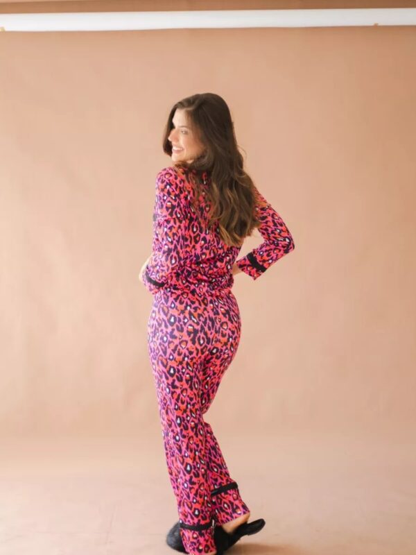 Pijama Feminino Americano Longo Rebeca Animal Print Pink - Imagem 4