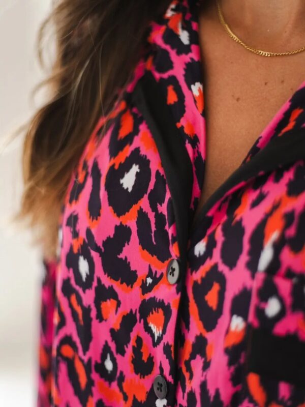 Pijama Feminino Americano Longo Rebeca Animal Print Pink - Imagem 5