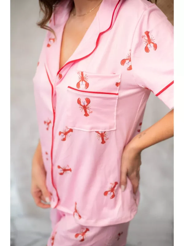Pijama Feminino Americano Curto Lagosta Rosa - Imagem 4