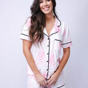 Pijama Feminino Americano Curto Agda Toile Jouy