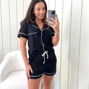 Pijama Feminino Americano Curto Preto