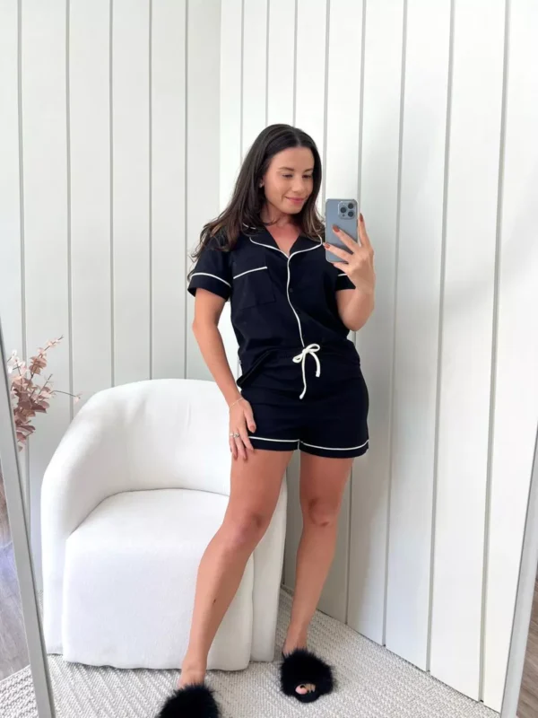 Pijama Feminino Americano Curto Preto - Imagem 2