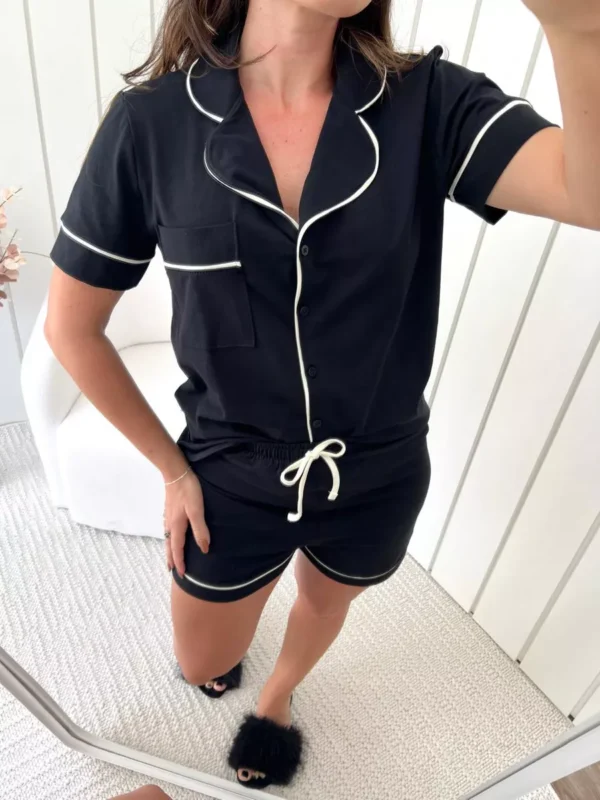 Pijama Feminino Americano Curto Preto - Imagem 3