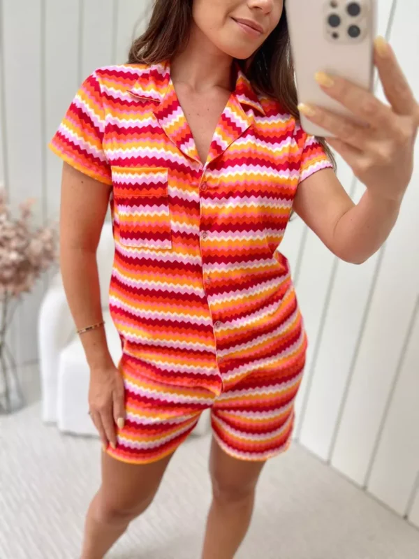 Pijama Feminino Americano Curto Colorido - Imagem 4