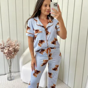 Pijama Feminino Americano Meia Estação New Bear Ursos