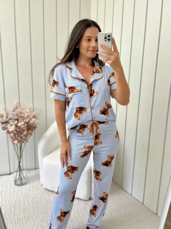 Pijama Feminino Americano Meia Estação New Bear Ursos