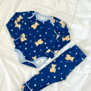 Body Bebê Pijama Ursos Estrelas