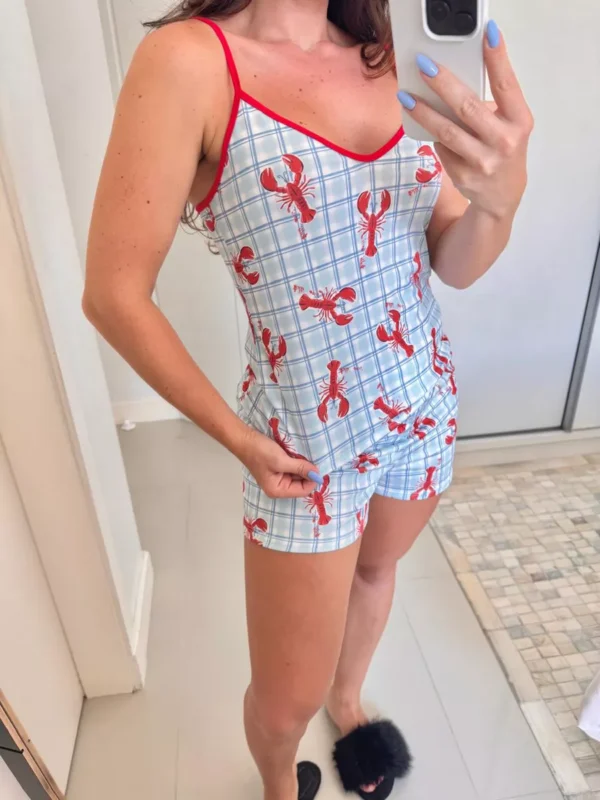 Pijama Feminino Curto Alcinha Lagosta - Imagem 3