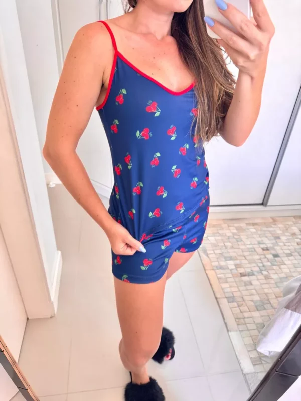 Pijama Feminino Curto Alcinha Cereja - Imagem 2