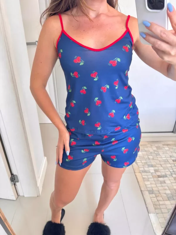 Pijama Feminino Curto Alcinha Cereja
