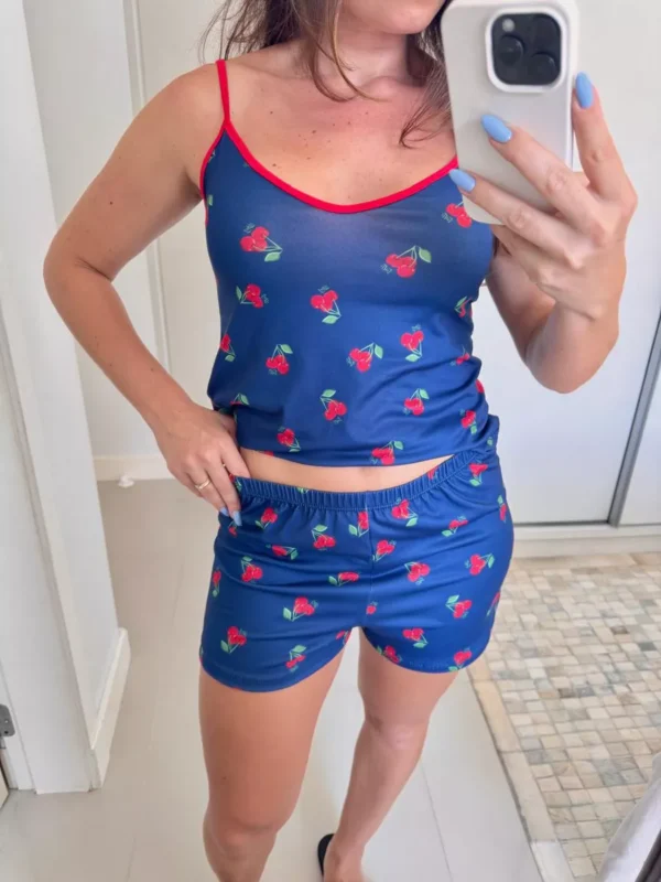 Pijama Feminino Curto Alcinha Cereja - Imagem 5