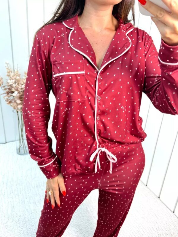 Pijama Feminino Americano Longo Coração - Imagem 3