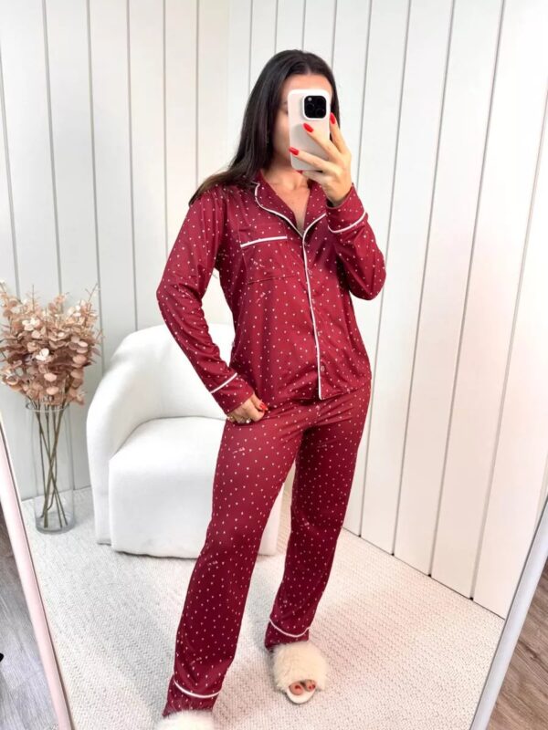 Pijama Feminino Americano Longo Coração
