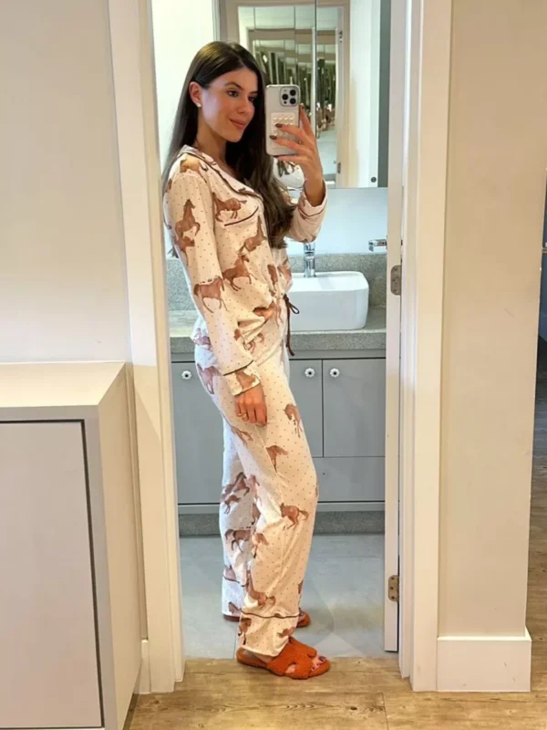 Pijama Feminino Americano Longo Aléxia Cavalos - Imagem 2