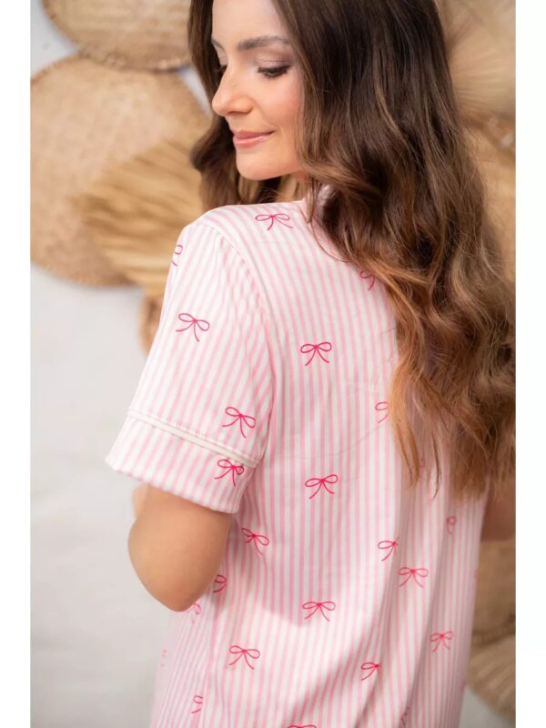 Pijama Feminino Americano Curto Laços Rosa - Imagem 2