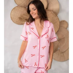Pijama Feminino Americano Curto Lagosta Rosa