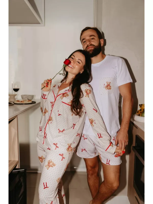 Pijama Feminino Americano Longo Ursos Laços - Imagem 5