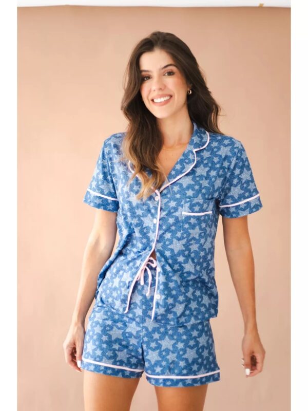 Pijama Feminino Americano Curto Agda Stars - Imagem 2
