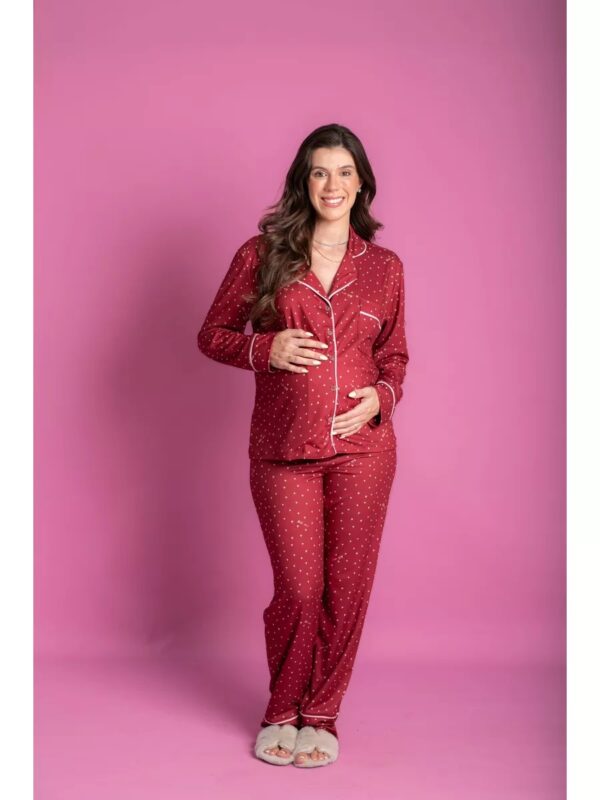 Pijama Feminino Americano Longo Coração - Imagem 6