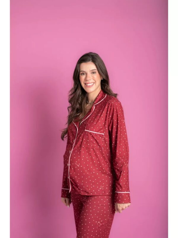 Pijama Feminino Americano Longo Coração - Imagem 5