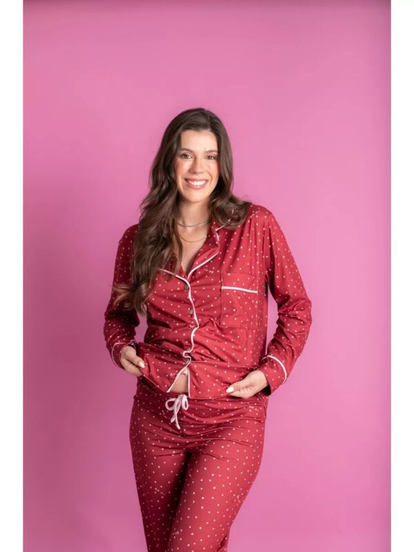 Pijama Feminino Americano Longo Coração - Imagem 4