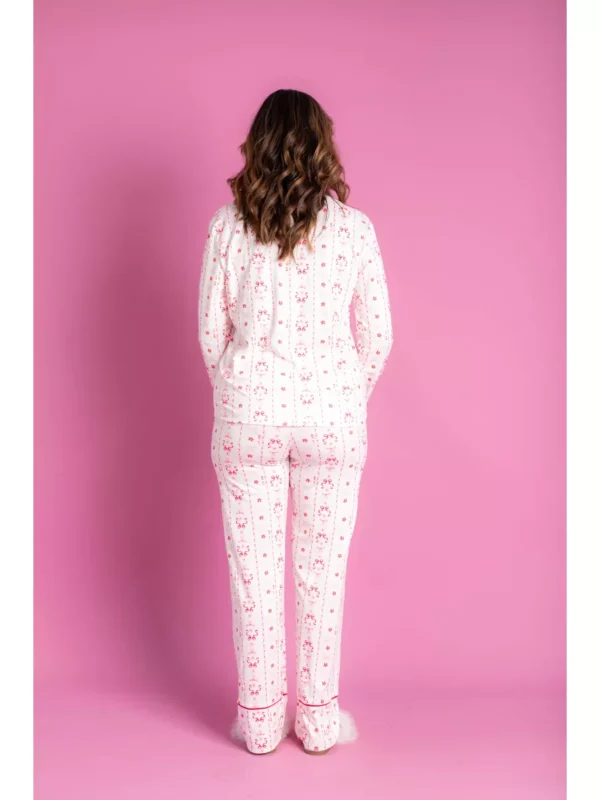 Pijama Feminino Americano Longo Laço Vermelho - Imagem 4