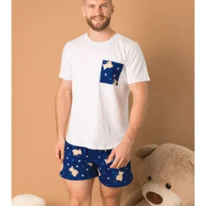 Pijama Masculino Curto Ursos Estrelas