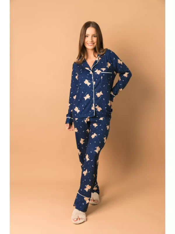 Pijama Feminino Americano Longo Ursos Lua