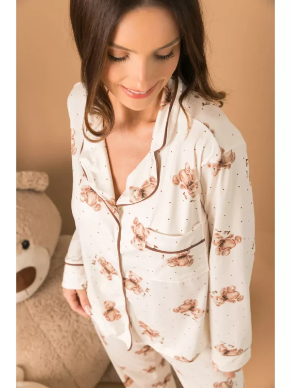Pijama Feminino Americano Longo Ursos Poás - Imagem 5