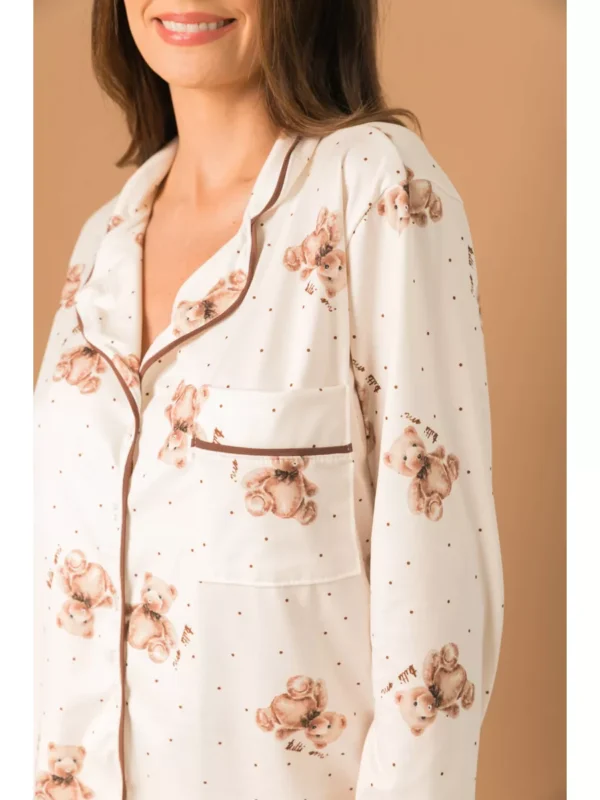 Pijama Feminino Americano Longo Ursos Poás - Imagem 4