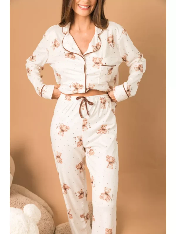 Pijama Feminino Americano Longo Ursos Poás - Imagem 3