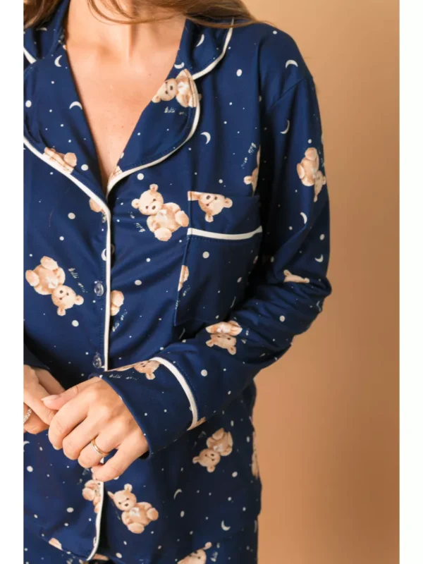 Pijama Feminino Americano Longo Ursos Lua - Imagem 2