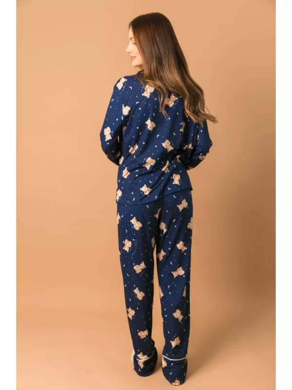 Pijama Feminino Americano Longo Ursos Lua - Imagem 4
