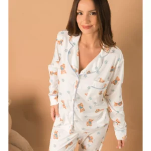 Pijama Feminino Americano Longo Ursos Neve