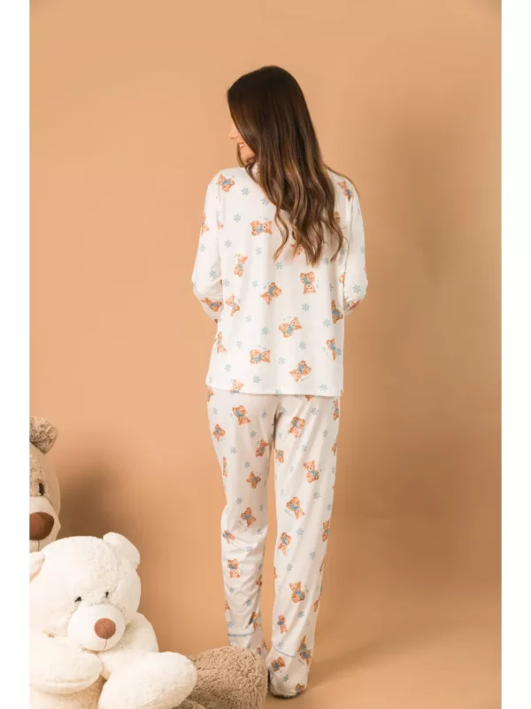 Pijama Feminino Americano Longo Ursos Neve - Imagem 2