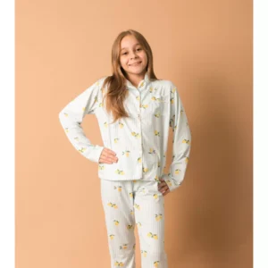 Pijama Infantil Americano Longo Listrado Limão