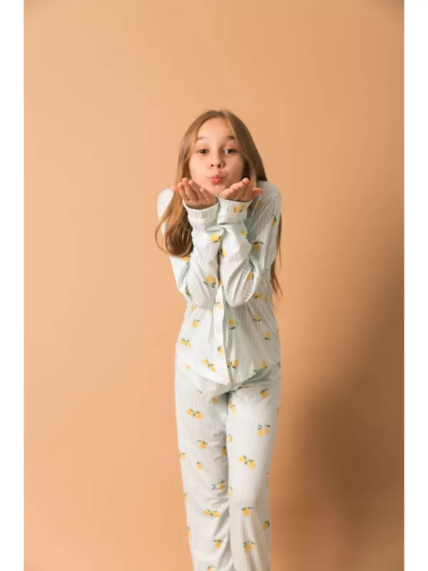 Pijama Infantil Americano Longo Listrado Limão - Imagem 5
