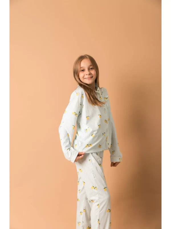Pijama Infantil Americano Longo Listrado Limão - Imagem 4