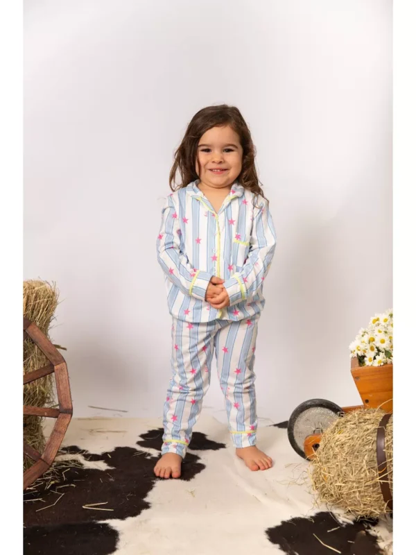 Pijama Infantil Americano Longo Listrado Estrelas