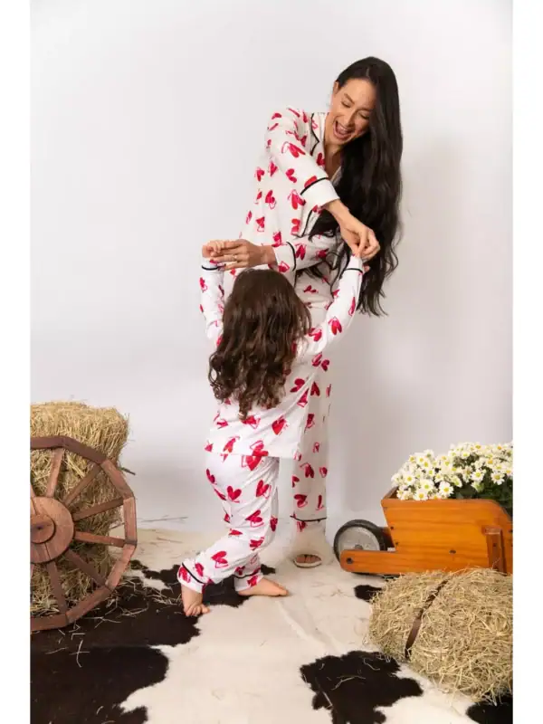 PRÉ-VENDA Pijama Feminino Americano Longo Coração Duplo - Imagem 4