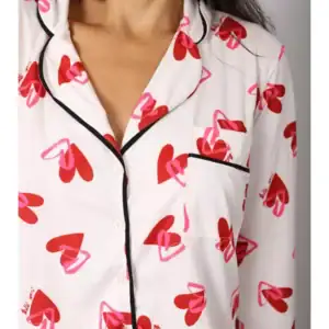 PRÉ-VENDA Pijama Feminino Americano Longo Coração Duplo
