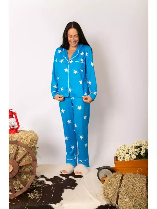 Pijama Feminino Americano Longo Estrelas - Imagem 5