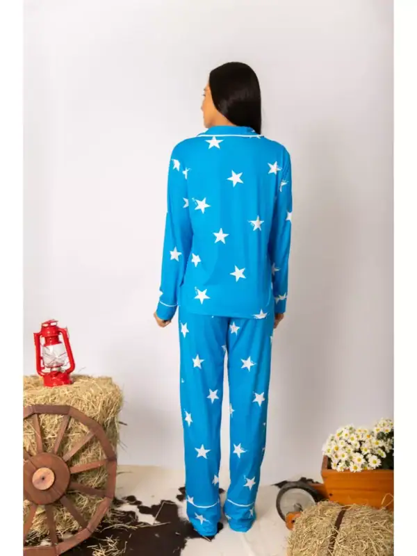 Pijama Feminino Americano Longo Estrelas - Imagem 4