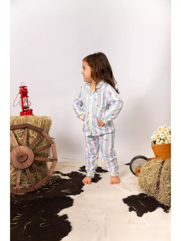 Pijama Infantil Americano Longo Listrado Estrelas - Imagem 3